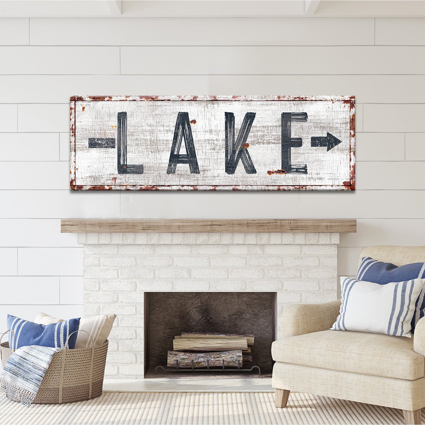 Rustic Lake Arrow Sign