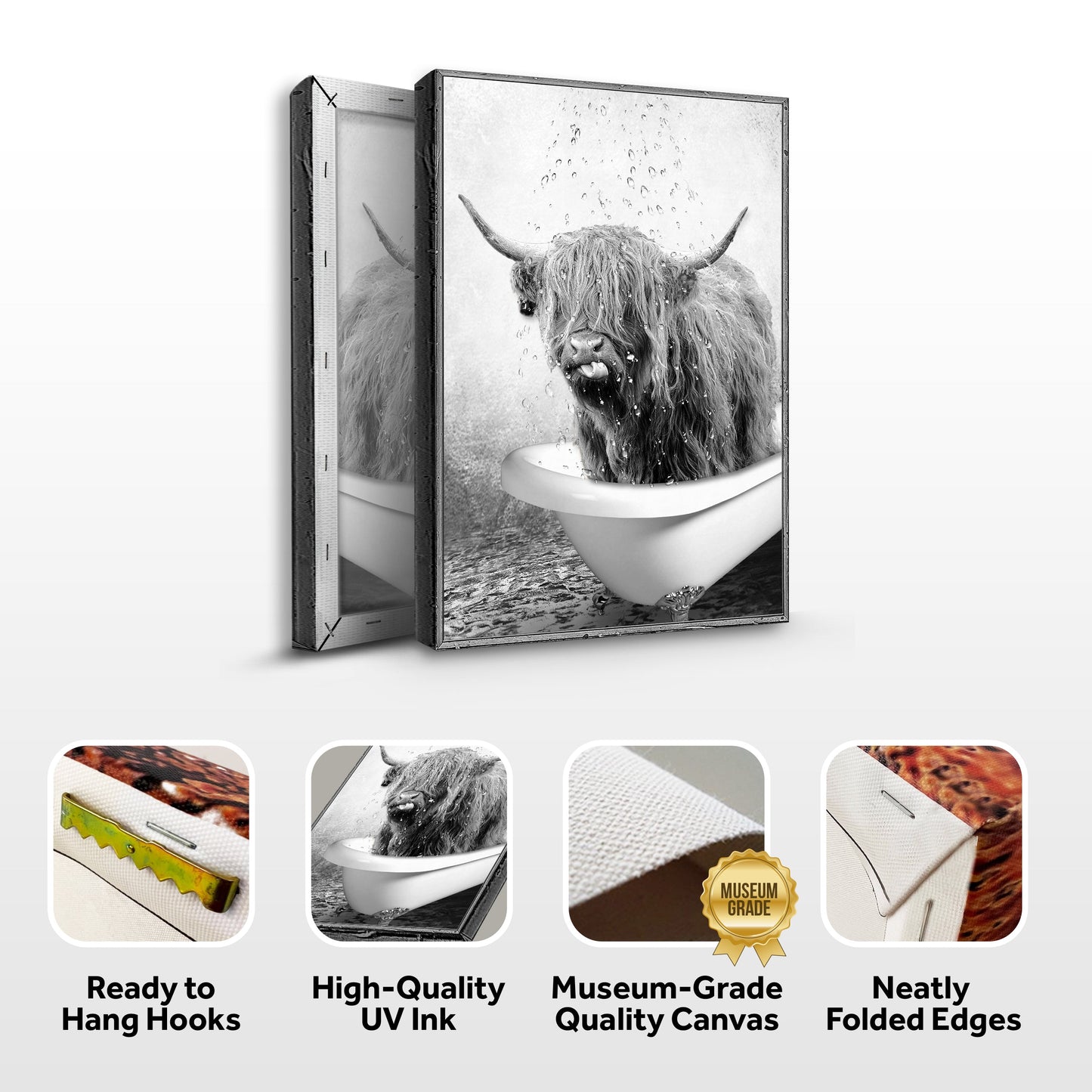 Highland Cattle Bath Canvas Wall Art