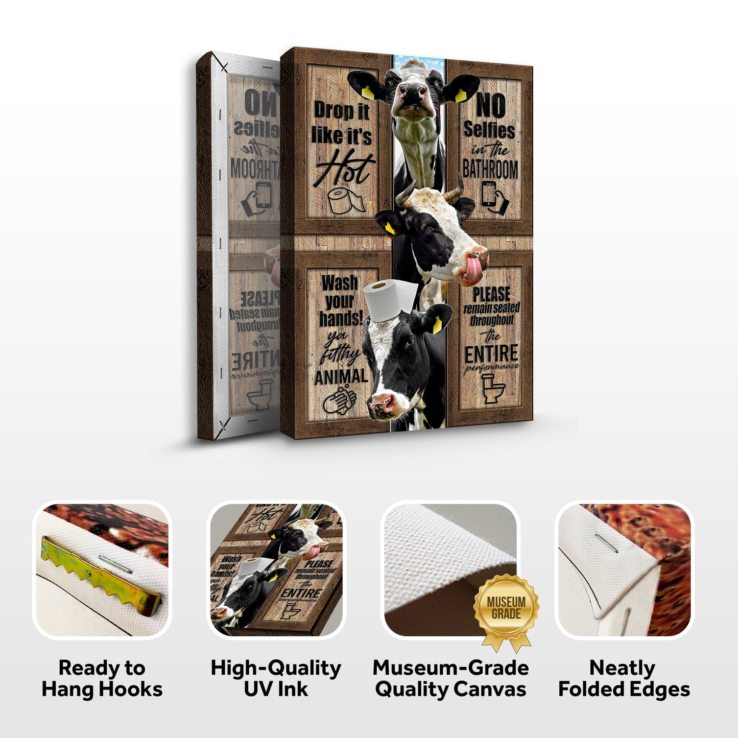 Cow Bathroom Rules Sign II