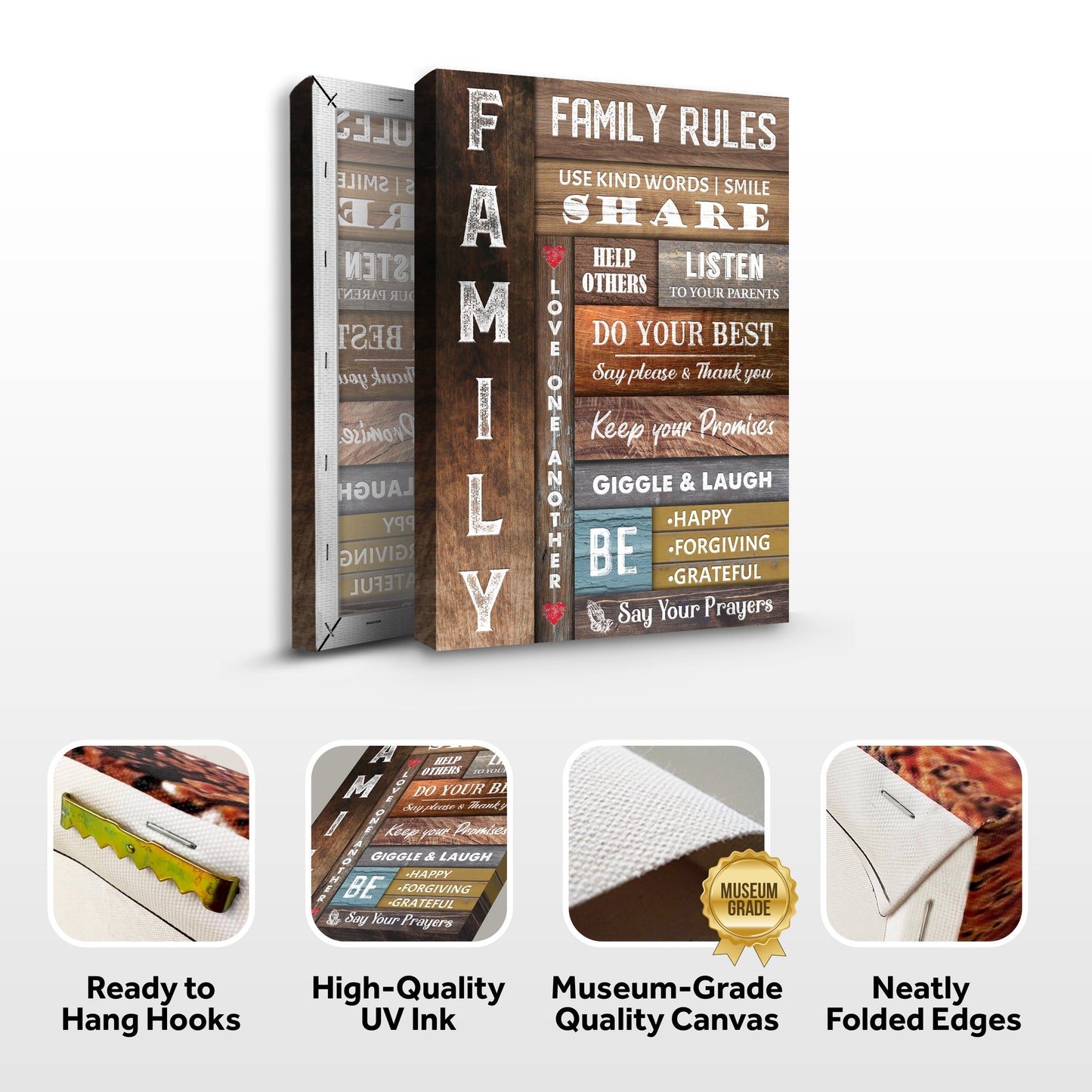 Use Kind Words, Listen To Your Parents Family Rules Sign