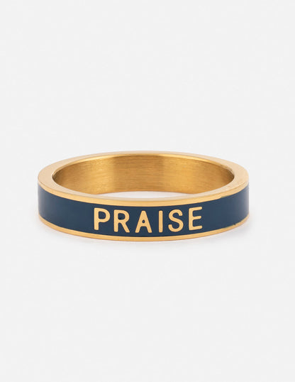 Navy Enamel Praise Ring