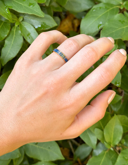 Navy Enamel Praise Ring