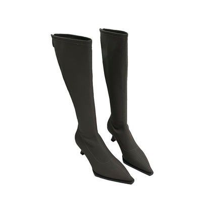 Stiletto Heel Pointed Toe Below Knee Boots