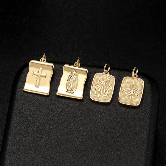 14K Gold Micro Inlaid Zircon Pendant