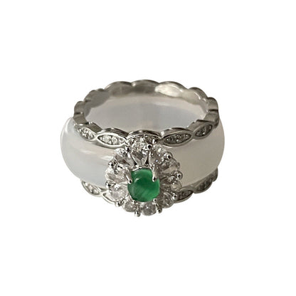 High-grade Green Cat's Eye Zircon Ring