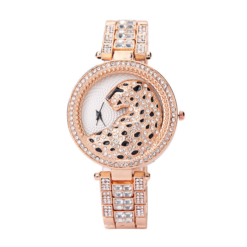Women's 3D Leopard Print Diamond Watch
