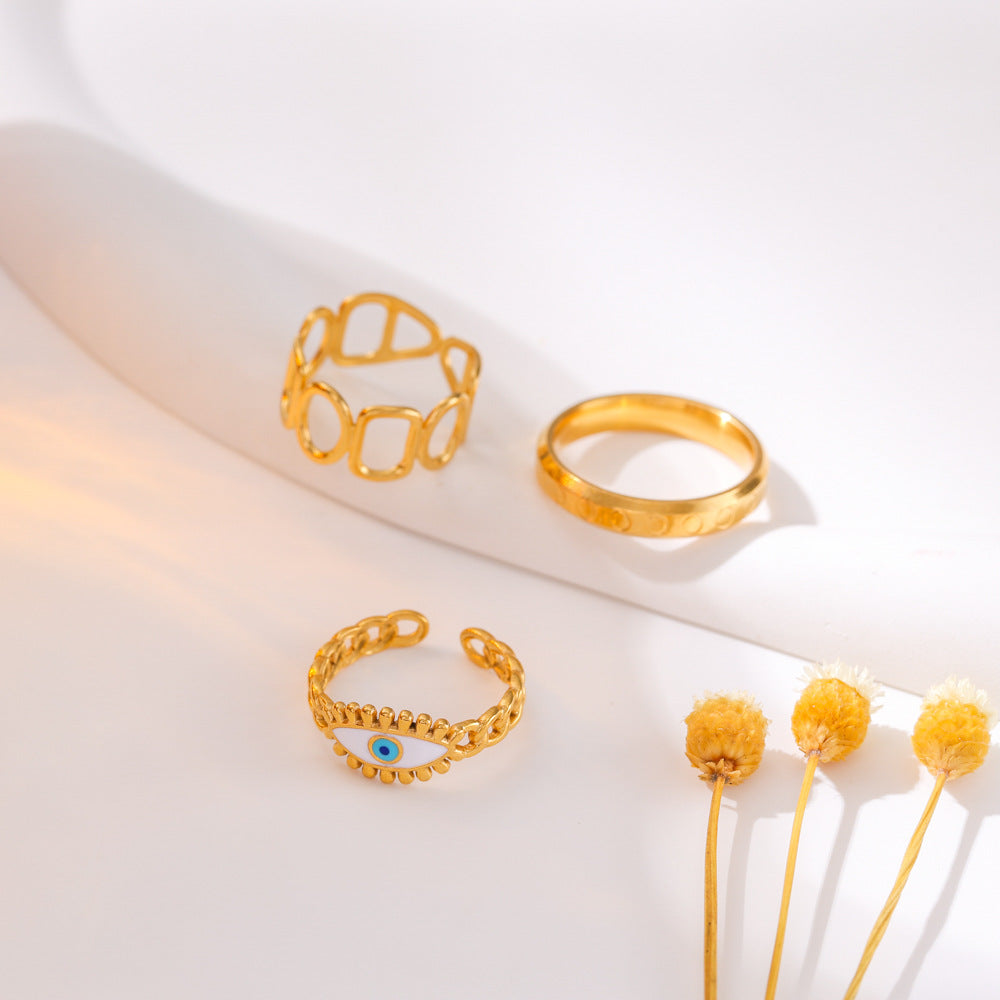 Golden Stainless Steel O-shaped Square Ring Suit