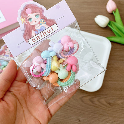 8 Bags Candy Color Children's Ruffles Hair Rope