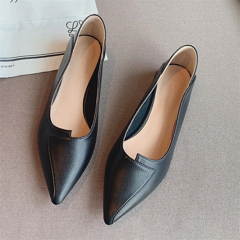 Pointed-toe Chunky Heel Two-Way Shoes