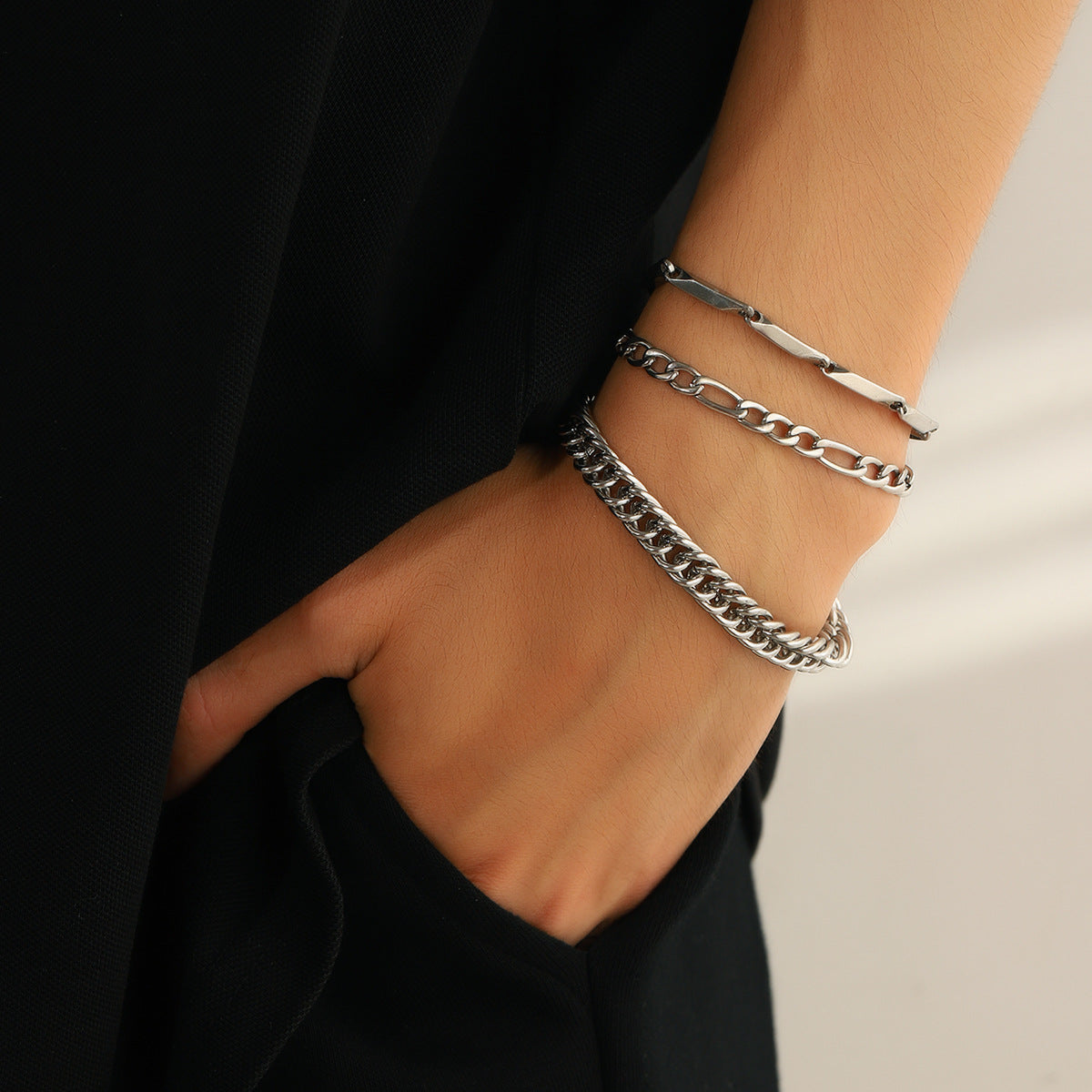 Stainless Steel Keel Bracelet Set
