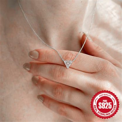 S925 Sterling Silver Triangle Diamond Short Necklace