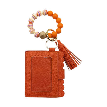 Silicone Beads Bracelet Key Chain Leopard Print