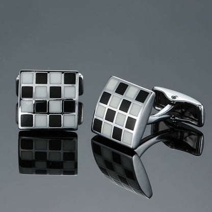 Black Gold Silver Laser Cufflinks