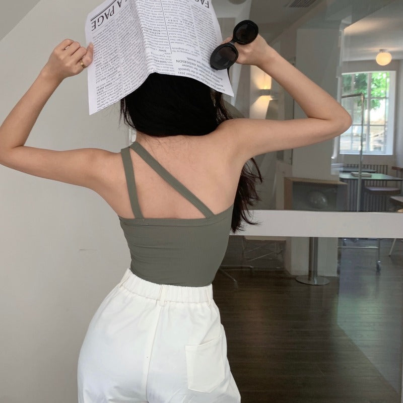 Ladies Belt Chest Pad Shoulder Hanging Outer Wear Short Top