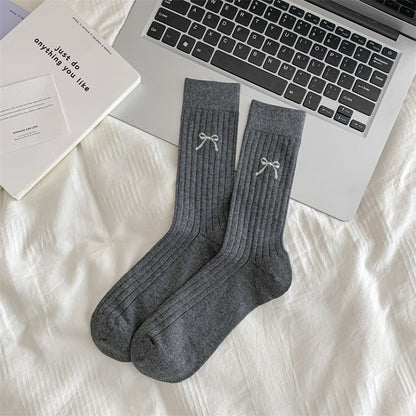 Cute Girl Bow Tube Socks Hollow Bunching Socks