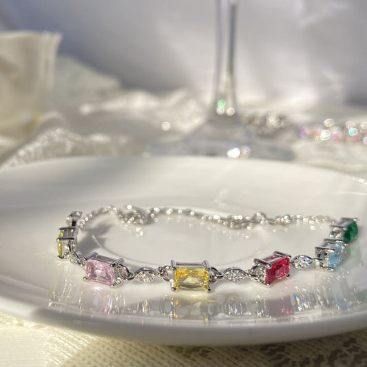 Platinum Plated Crystal Gem Bracelet