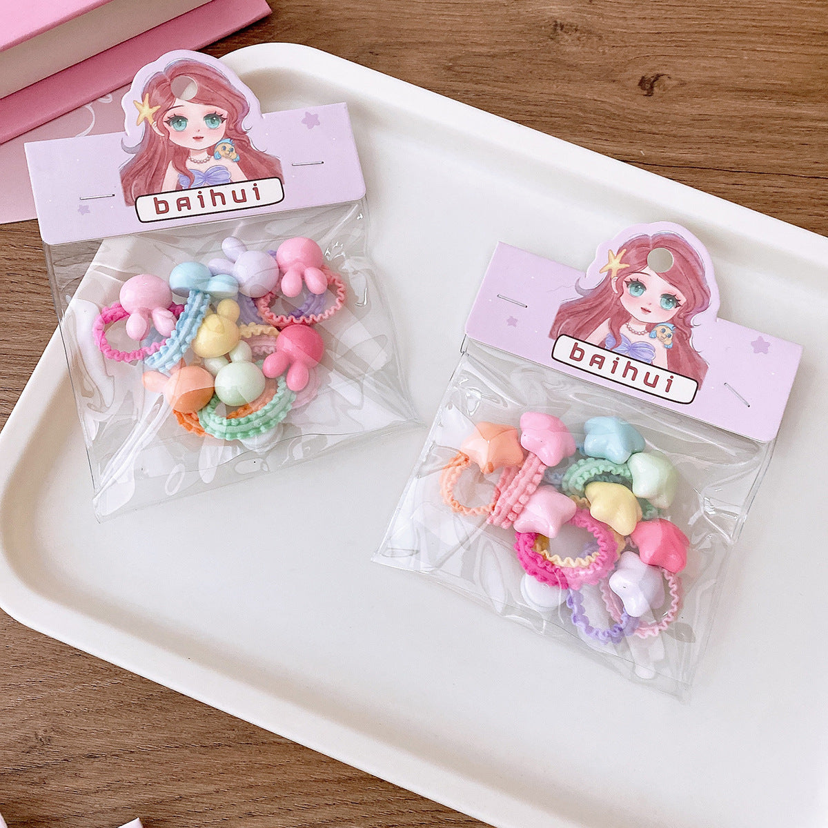 8 Bags Candy Color Children's Ruffles Hair Rope
