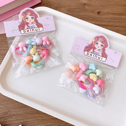 8 Bags Candy Color Children's Ruffles Hair Rope