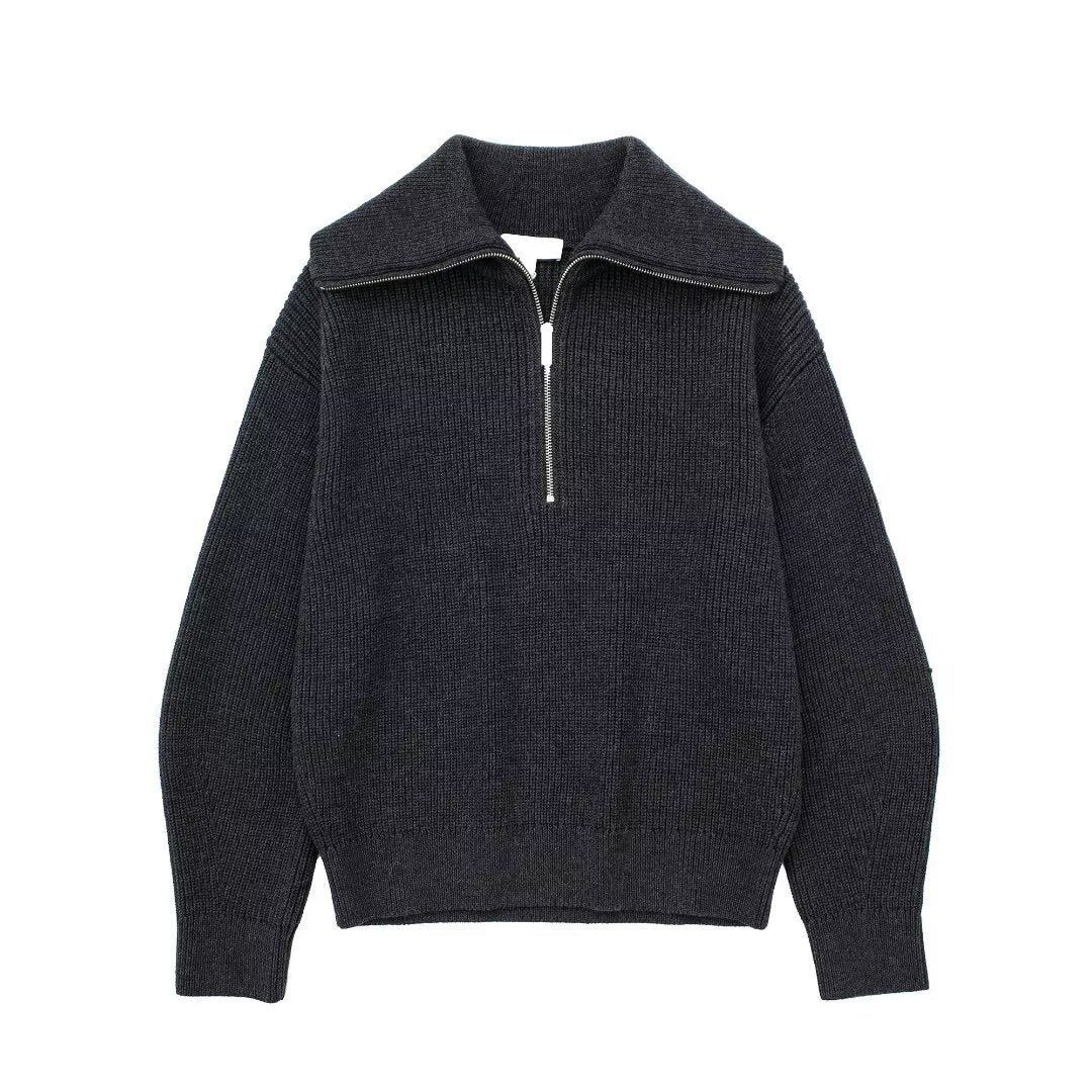 Casual All-match Open Collar Wool Sweater