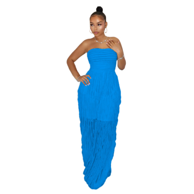 Elegant Wave Tube Top Jumpsuit