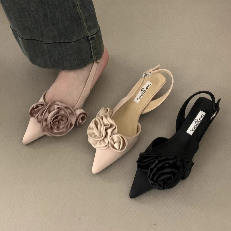 French Flower Closed Toe Sandals