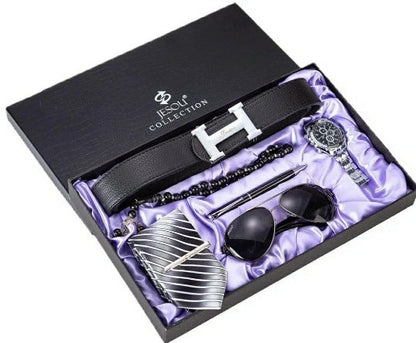 Men's Gift Set: Watch, Belt, Tie, Wallet