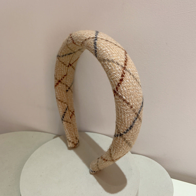 Gentle Temperament Warm Plaid Woolen Headband