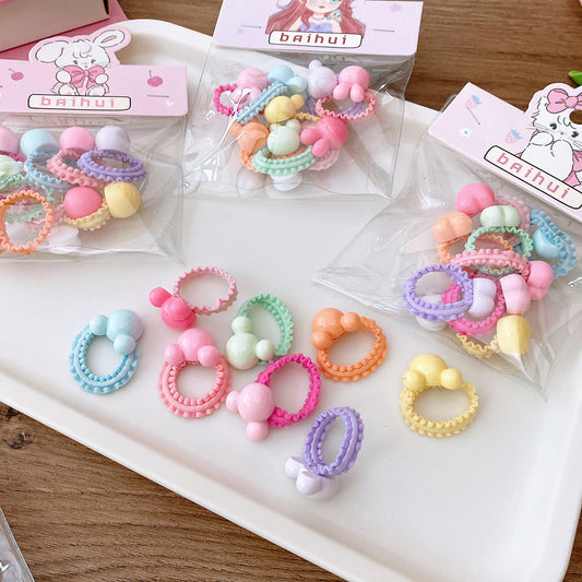 8 Bags Candy Color Children's Ruffles Hair Rope