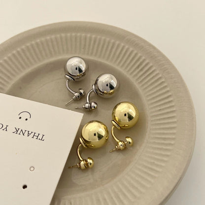 Round Beads Metallic Earrings