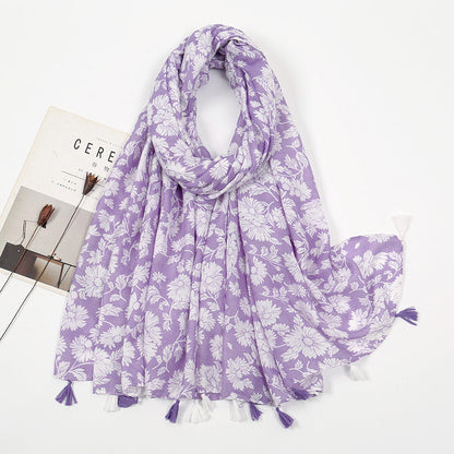 Little Flower Twill Cotton Scarf Shawl