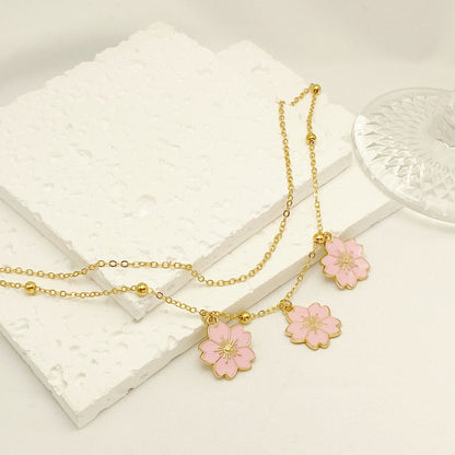 Double-layer Oil-spot Glaze Flowers Anklet