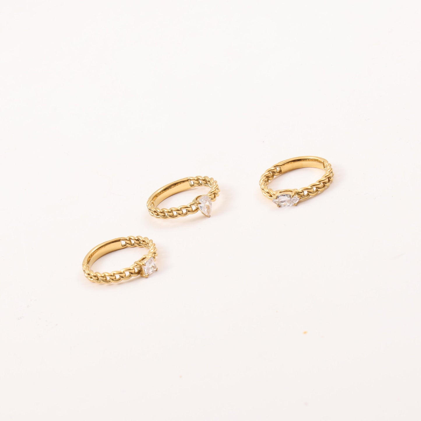 Gold Plated Titanium Steel Zircon Chain Ring