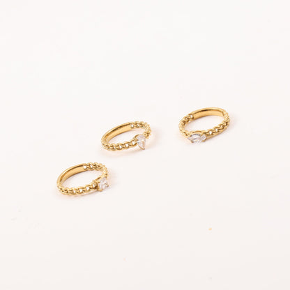 Gold Plated Titanium Steel Zircon Chain Ring