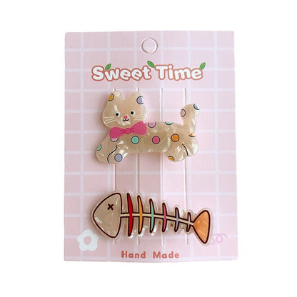 Cute Cartoon Acrylic Cat Barrettes Girl