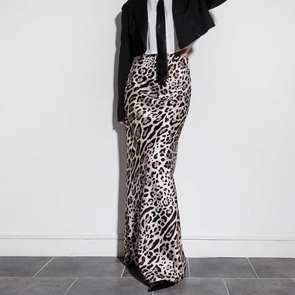 Fashion Leopard Print Long Dress For Women High Waist Drooping