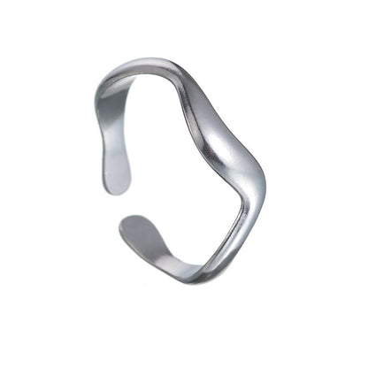 Women's Water Wave Titanium Steel Open Ring