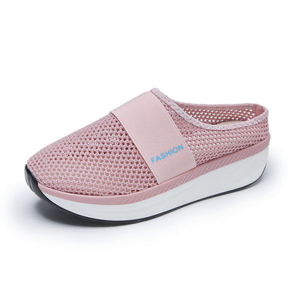 Plus Size Mesh Platform Slip-ons