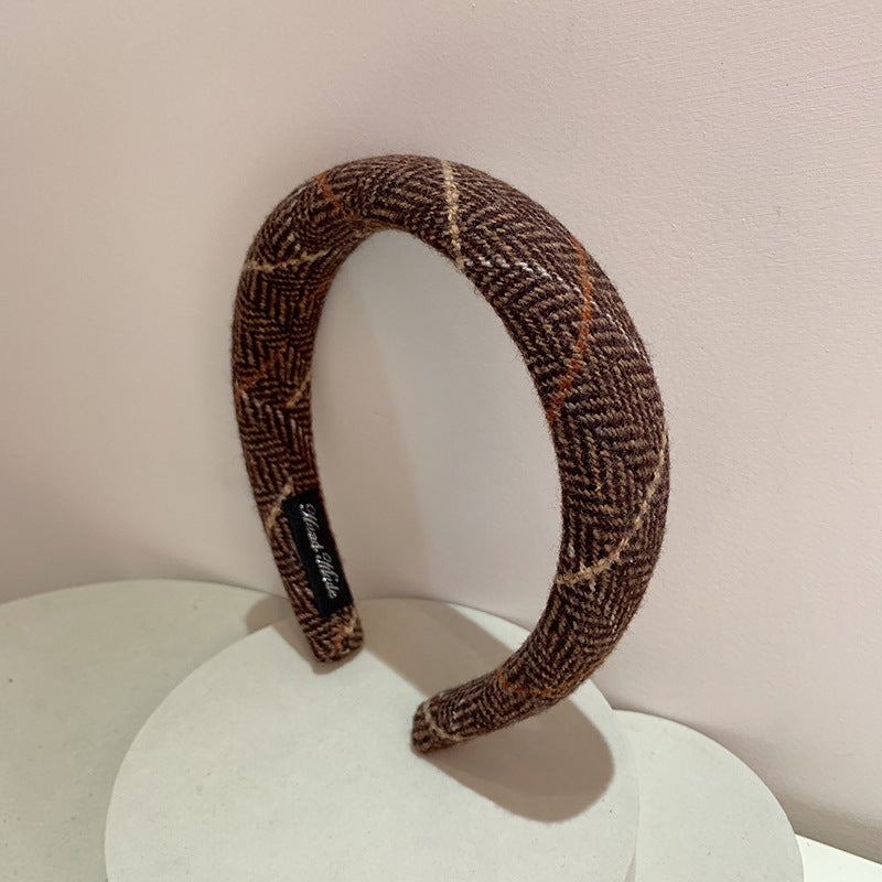 Gentle Temperament Warm Plaid Woolen Headband