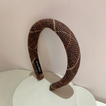 Gentle Temperament Warm Plaid Woolen Headband