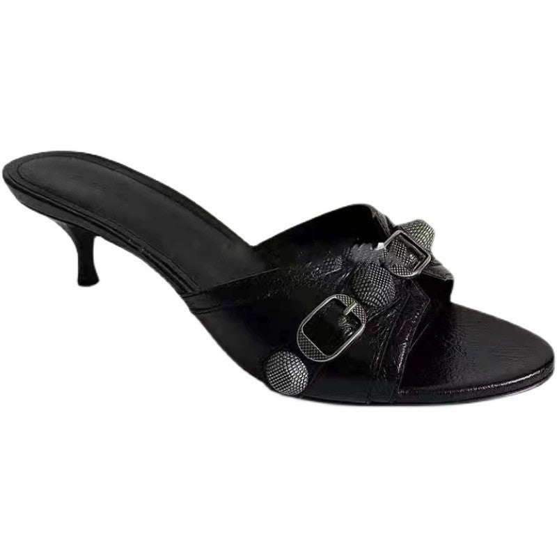 Fashionable Sandals Black Wine Glass Heel