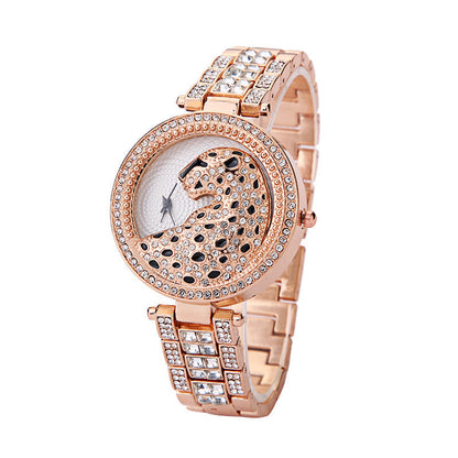Women's 3D Leopard Print Diamond Watch