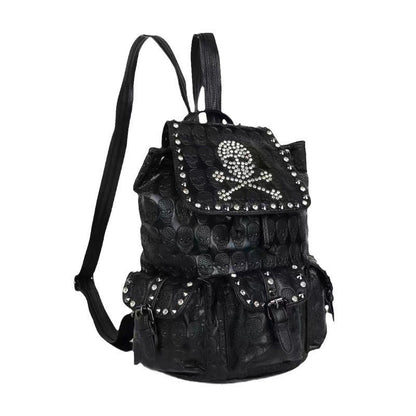 Diamond Skull Rivets Fashion Leather Backpack
