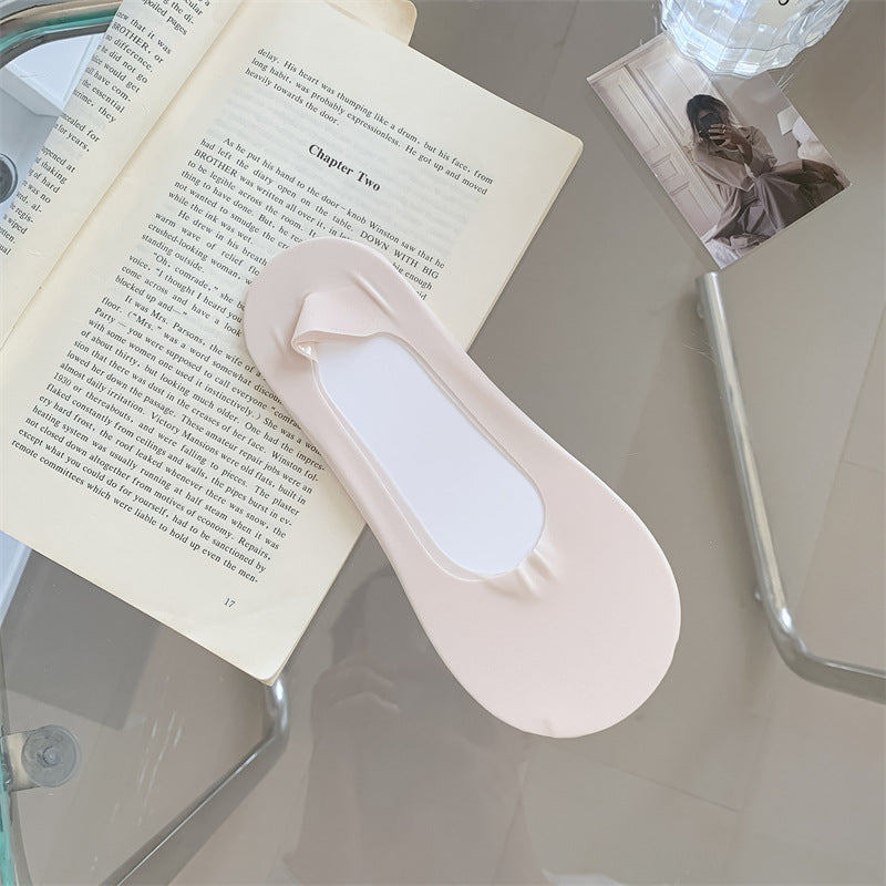 Candy Color Shallow Mouth Ice Silk Invisible Terry Bottom Boat Socks