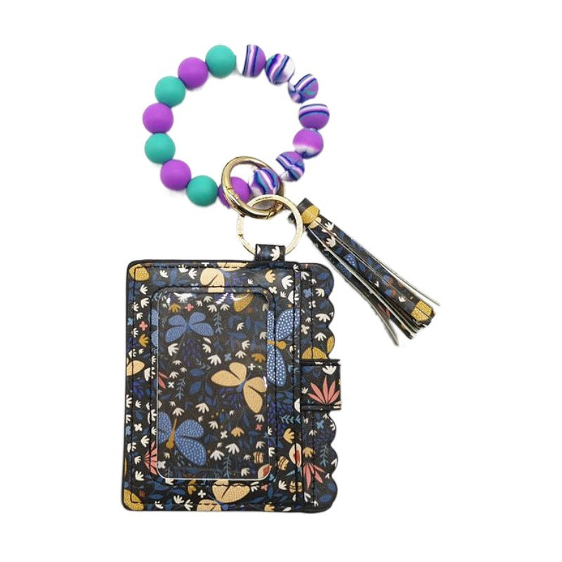 Silicone Beads Bracelet Key Chain Leopard Print