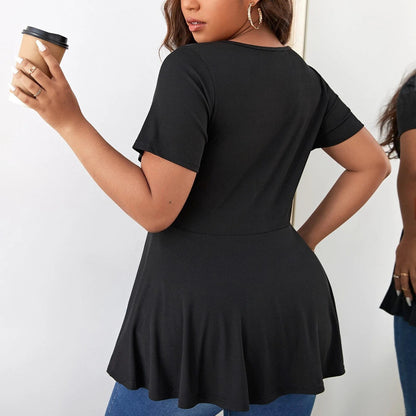 Euro-American Plus Size Zip Tee