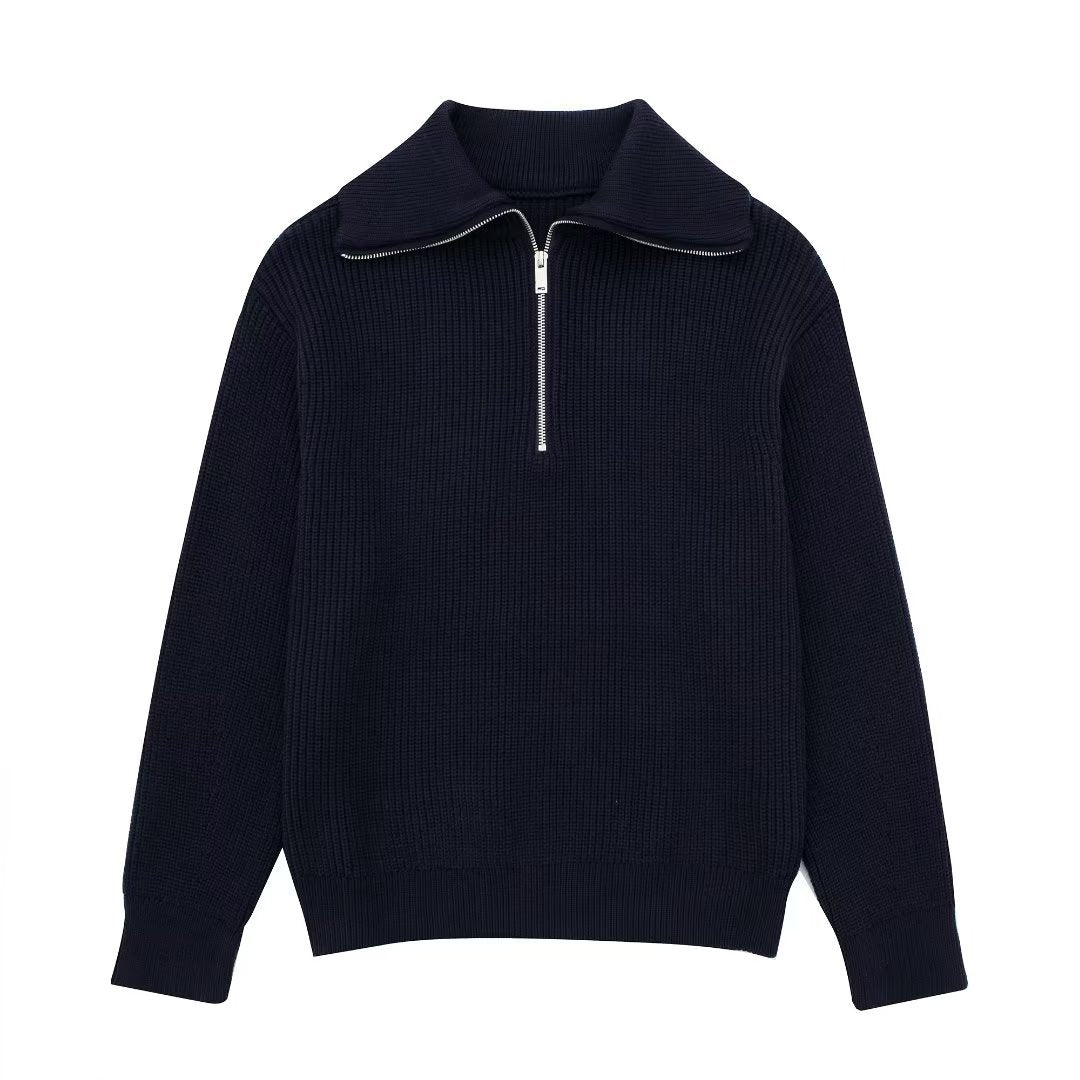 Casual All-match Open Collar Wool Sweater