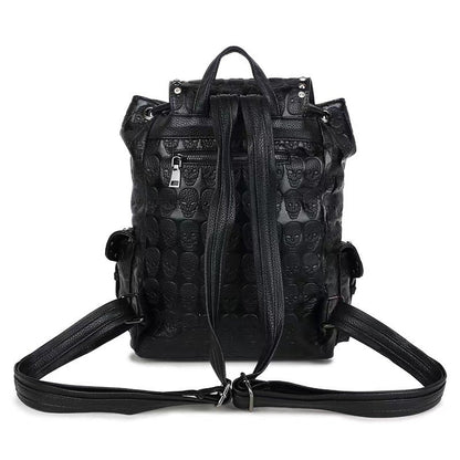 Diamond Skull Rivets Fashion Leather Backpack