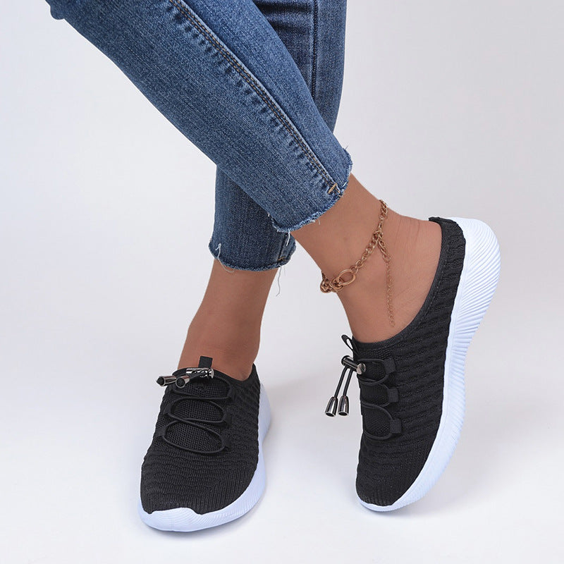 Plus Size Flying Woven Lace-Up Pumps