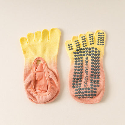 Hanging Dyed Yoga Socks Non-slip Women's Five Fingers