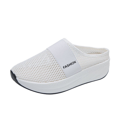 Plus Size Mesh Platform Slip-ons
